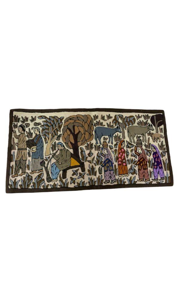 Woolen Wall Hanging - Mughal Art - Chain-cover Ari Work