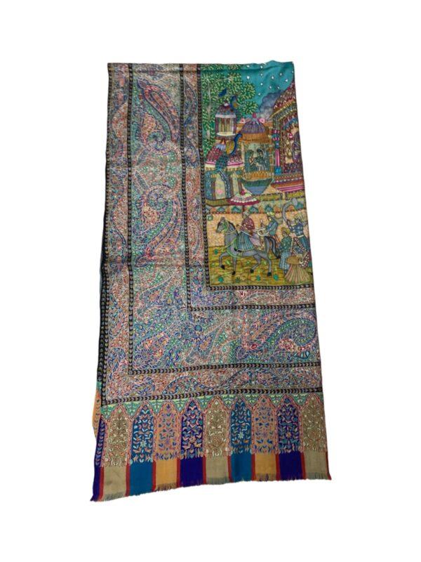 Pure Pashmina Shawl - Mughal Art - Kalam Kaar Work