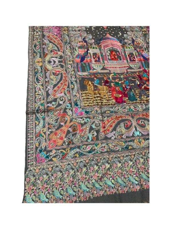 Pure Pashmina Shawl - Mughal Art - Kalam Kaar Work