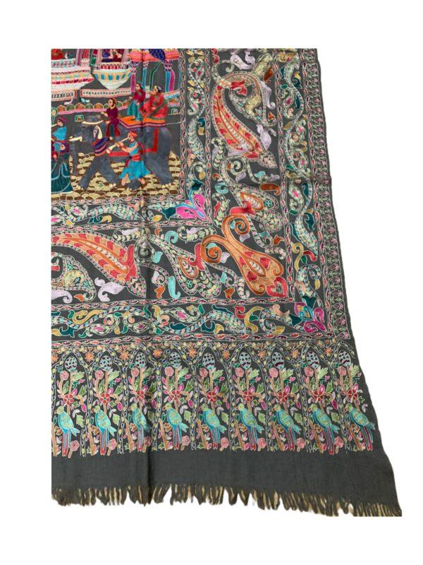 Pure Pashmina Shawl - Mughal Art - Kalam Kaar Work